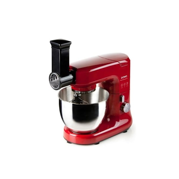 DOMO matberedare - Röd 4,5L - Mixer, grönsaksskärare, visp, krokar och visp