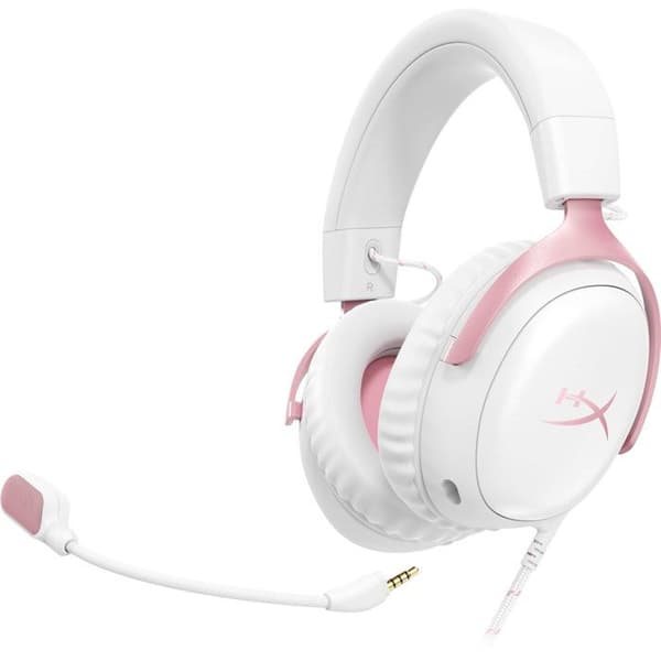 HyperX Cloud III rosa trådad gamingheadset för PC PS5 PS4 Xbox X|S Xbox One Switch, Mac mobiler med dongel och USB C till USB A