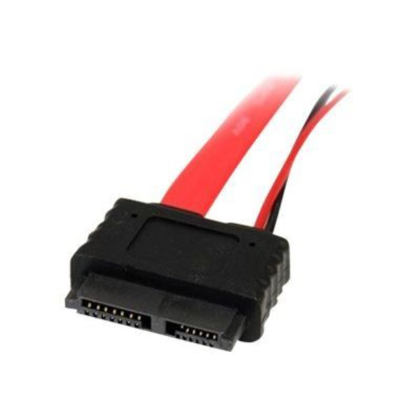 30 cm Slimline SATA till SATA adapterkabel med LP4 strömförsörjning - STARTECH - Röd