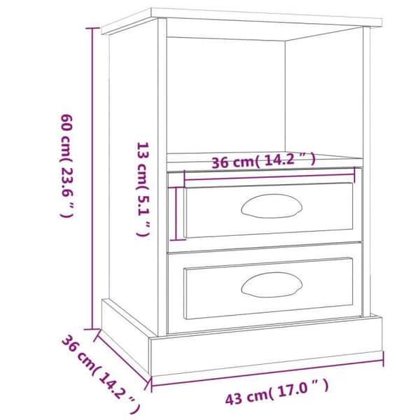 vidaXL Sängbord Vit 43x36x60 cm 816328