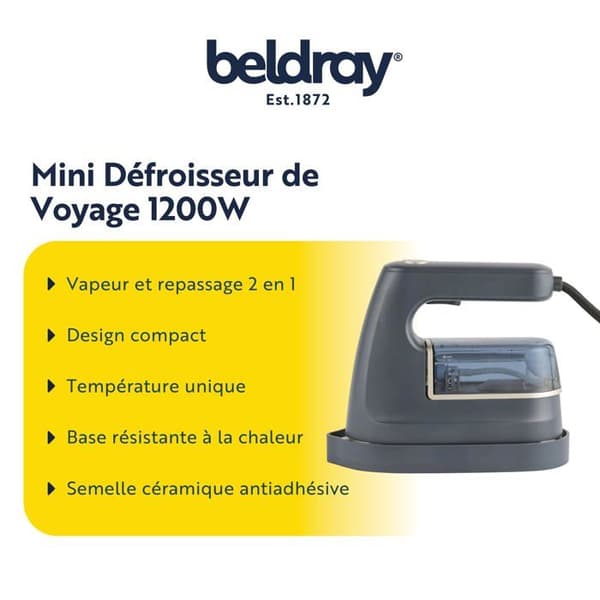Strykjärn - BELDRAY - Modell Beldray 2 i 1 - Behållare 100 ml - Keramisk sula - 1200W