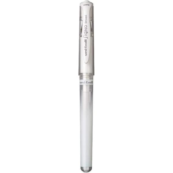 3 Uni-Ball Signo Broad metalliska rollerpennor Metallisk vit