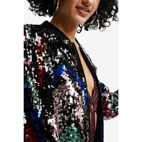 Desigual Sequin ljus damjacka - svart/silver - M Svart silver M