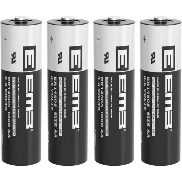 Set med 4 EEMB ER14505 AA Lithium 3,6V 2700mAh batterier