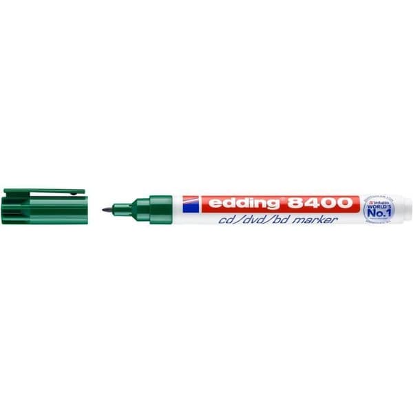 CD/DVD/BD-markör - EDDING - 8400 - 10-pack - Grön - Spets 0,5-1 mm Grön