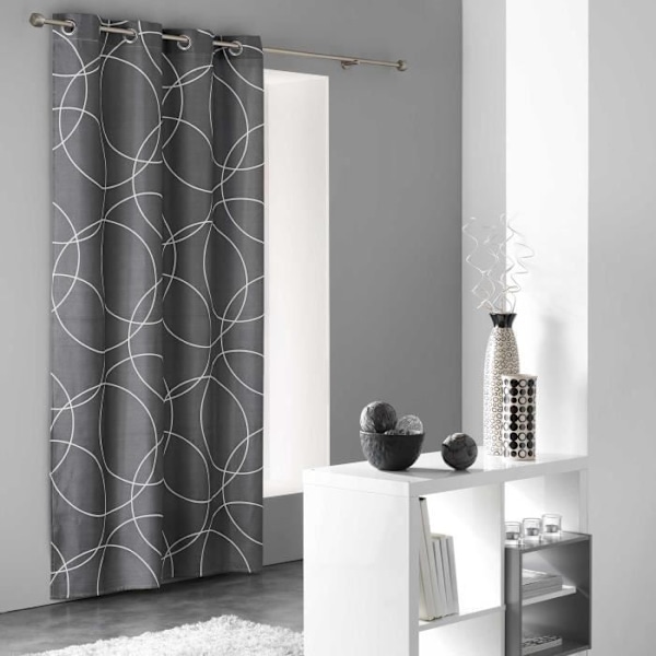 Mörkläggningsgardin - DOUCEUR D'INTERIEUR - Elton-tryckt mikrofiber - Grå - 140 x 240 cm