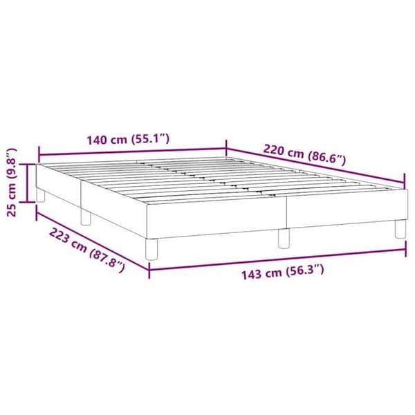 vidaXL Sängbotten med ribbor utan madrass mörkgrå 140x220cm 3315874 Sammet