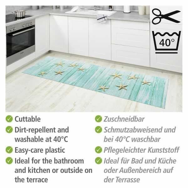 WENKO Mediaster skumbadmatta, halkfri badrumsmatta, Plast, 65x200 cm, Flerfärgad