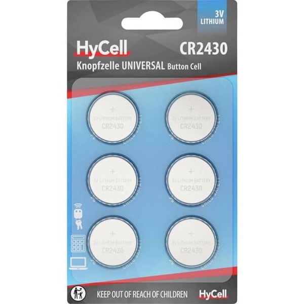 HyCell Pile knapp CR 2430 3 V 1 styck lithium 6-pack Blister Lithium knappceller CR2430