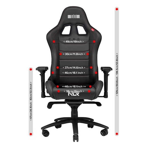 Spelstol - NEXT LEVEL RACING - PRO - PU-läder - Justerbar i höjdled - 4D-armstöd Svart