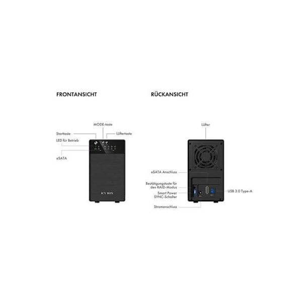 Diskfack - RaidSonic - IB-RD3620SU3 - 2 fack - SATA 3 Gb/s - Extern USB 3.0