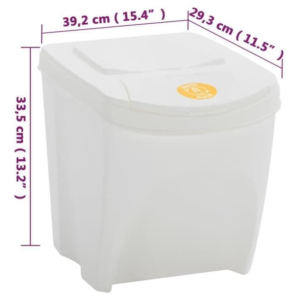 vidaXL Stapelbara sopkärl 4 st Vit 100 L polypropen 152201