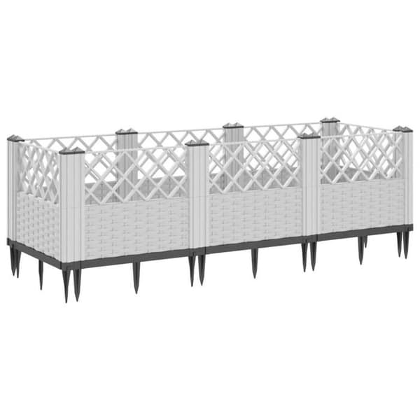 vidaXL Blomlåda med pinnar vit 123,5x43,5x43,5 cm PP 368020