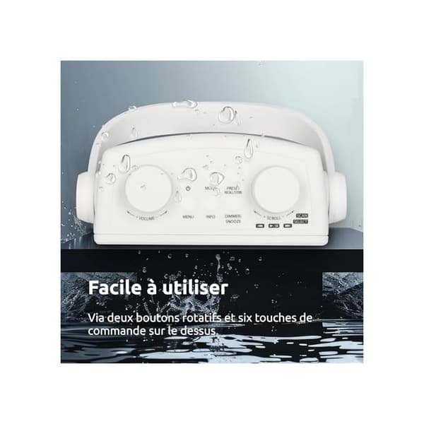 Duschradio - TECHNISAT - DIGITRADIO 30 - Vattentålig IPX5 - Bluetooth - Uppladdningsbart batteri Vit.
