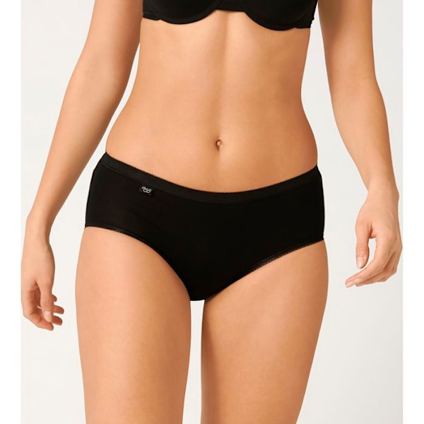 SLIP - SLOGGI - BASIC + MIDI - 95% COTTON - 5% ELASTAN - FÖRPACKNING AV 4 SVART 44
