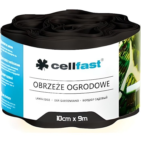 Cellfast korrugerad gräsmatta kant - Flexibel PVC - Svart - 100mm x 9m Svart
