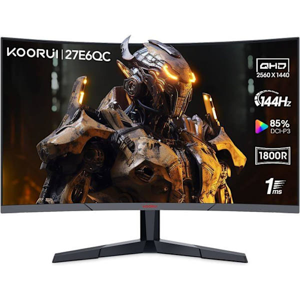 Böjd PC-spelskärm - KOORUI 27E6QC - 27" WQHD - VA Panel - 144Hz - 1ms - 1xHDMI