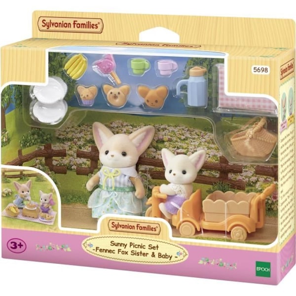 Fennec picknickset - SYLVANIAN FAMILIES - 2 karaktärer, cykel och tillbehör Flerfärgad