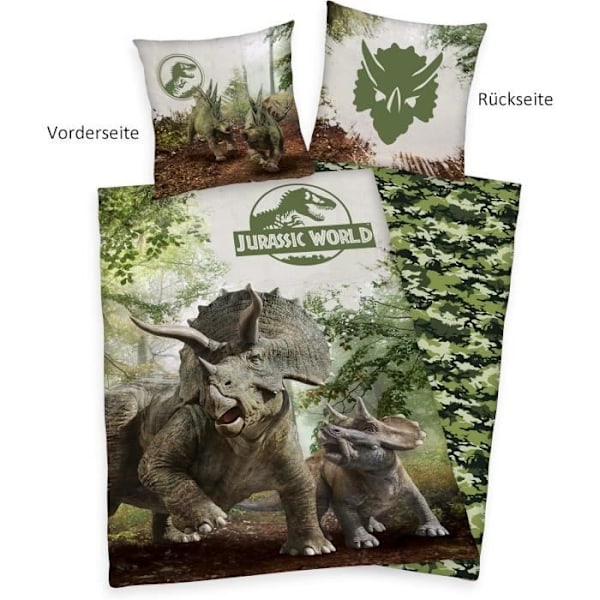 Sängkläder - Herding - Jurassic World - Vändbar - Förstärkt Bomull - 140 x 200 cm MarronGrön