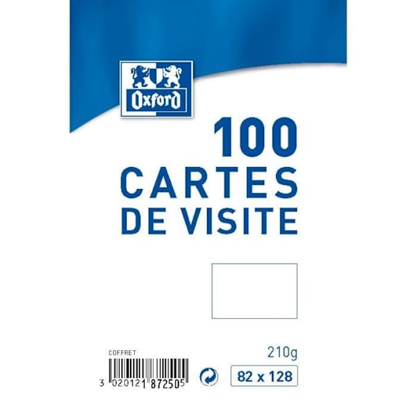 OXFORD 100 visitkort - 12,8 cm x 8,2 cm x 2,8 cm - Vita