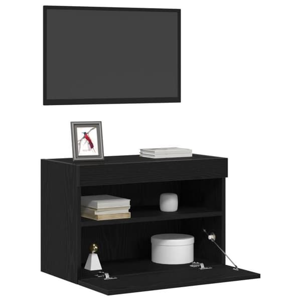 Svart TV-möbel 60×30×40 cm med LED-belysning — MDF, samtida stil Svart