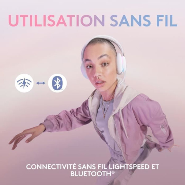 Spelheadset - Trådlöst - Logitech G - G735 Lightspeed - RGB - Avtagbar mikrofon - Vit Vit