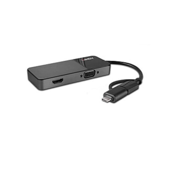 USB 3.0 Typ A & C till HDMI & VGA Converter Svart