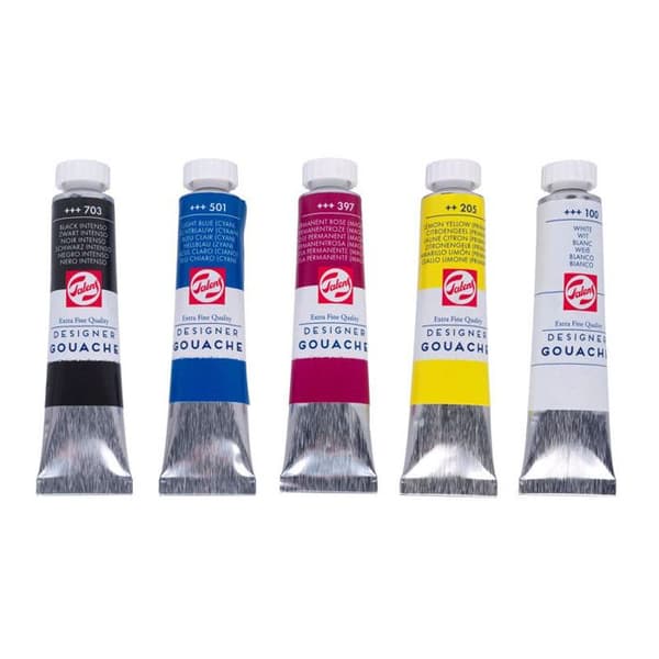 Gouachefärg - Extra fin - 5 grundfärger - 20ml tuber - Talens