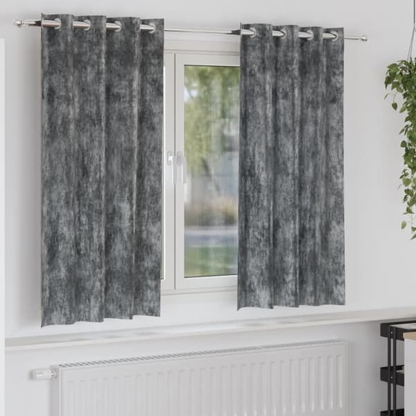 2-pack sammetsgardiner med öglor Grå 175x140 cm