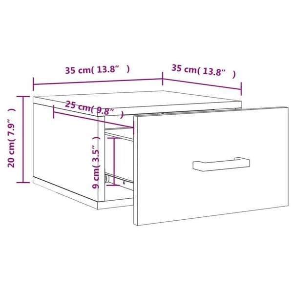 vidaXL Väggmonterat Sängbord Vit 35x35x20 cm 829820