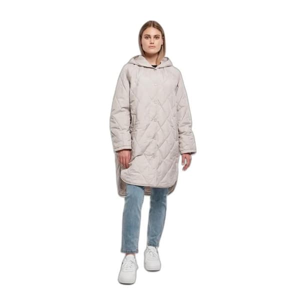 Damsparkas med huva Urban Classics Oversized Diamond Quilted Grå S