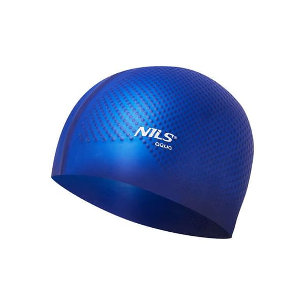 Badmössa i silikon - NILS AQUA - Mörkblå - Hydrodynamisk - Antislip-nubbar - 100% silikon mörkblå