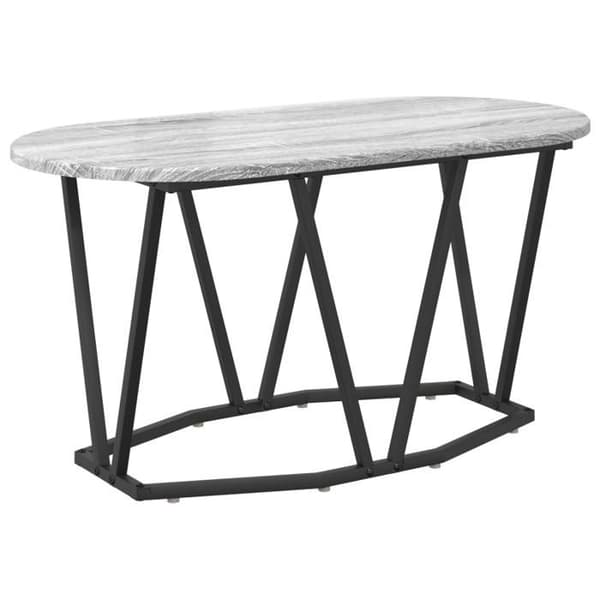 Soffbord - Grå Sonoma - Oval - Ingenjörsträ - Svart Metall grå