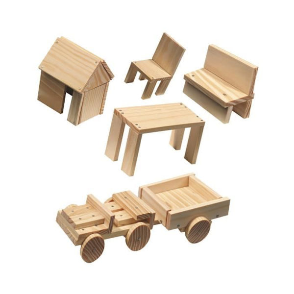 Snickeri verkstad - SES CREATIVE - Komplett kit - Träleksaker Grått och grönt