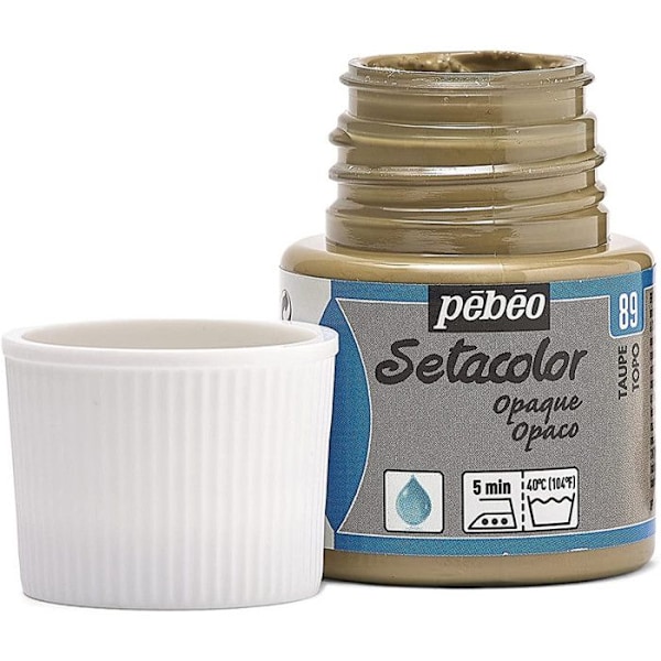 Tygfärg - PéBéo - Setacolor opak - Färg taupe - Flaska 45 ml - Blandet mol