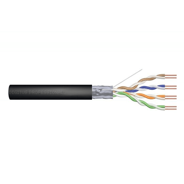 Digitus - DK-TP622 - Telekommunikationskabel F/UTP cat. 6 PE AWG 23/1 rulle svart utomhus gelerad /305m/