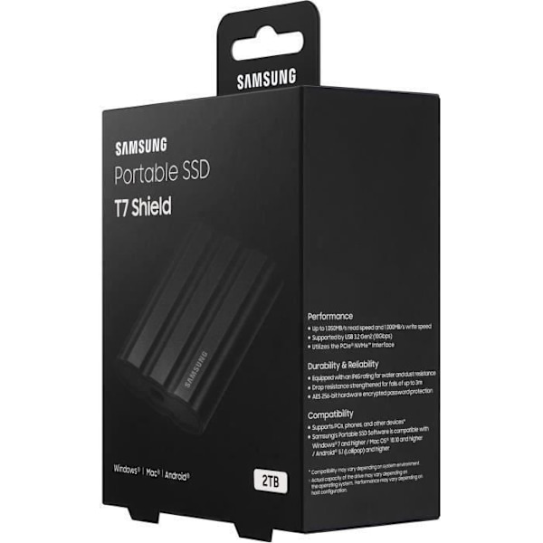 SAMSUNG Extern SSD T7 Shield Svart 2 TB MU-PE2T0S/EU