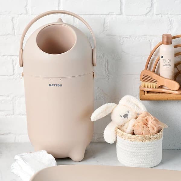 Nattou Dropy Beige Blöjbucket - Luktresistent, Enkel Öppning