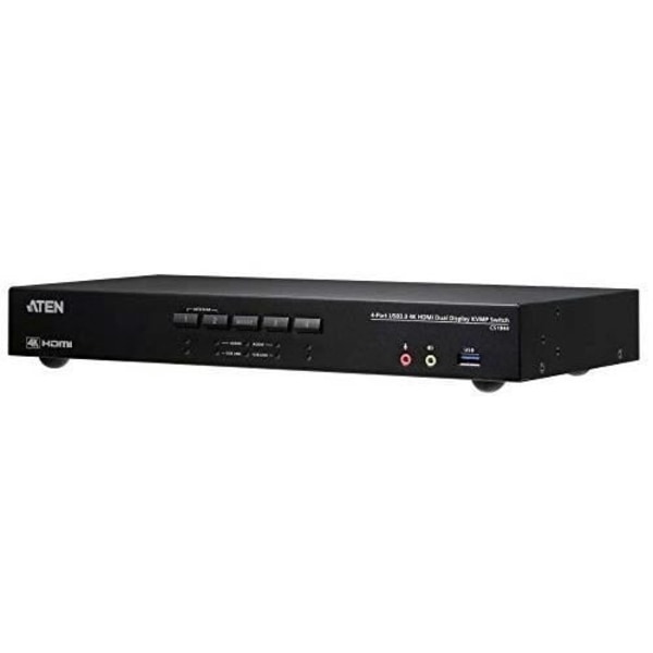 4-PORTAR TRUE 4K HDMI DUAL-VIEW KVM-SWITCH MED AUDIO & USB 3.0 HUB ATEN Svart