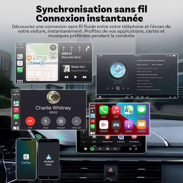 Adaptörer CarPlay & Android Auto - OTTOCAST - Mini - Trådlös - Bluetooth 5.0 - Kompatibel med bilar 2016+