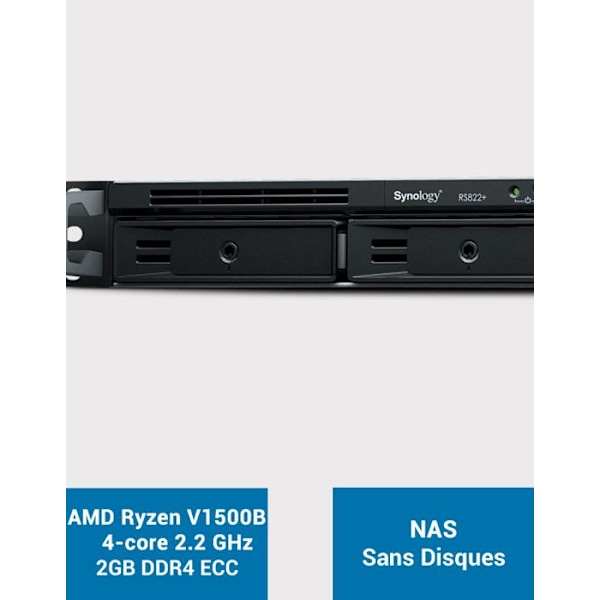 NAS-server - Synology - RS822+ - 4 fack - AMD Ryzen-processor - 2 GB DDR4 RAM