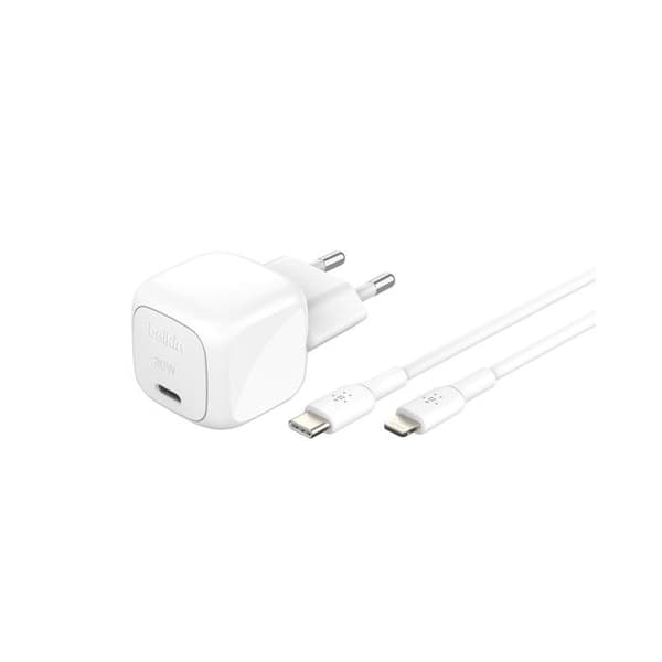 Belkin USB-C Snabbladdare 30W Vägg för iPhone iPad Samsung Galaxy Vit Vit