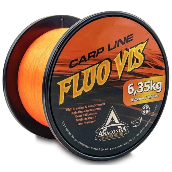 Nylon - fiskelina - fläta Saenger Anaconda Fluovis Orange Carp Line 1200 m/0,28 mm Vuxen unisex