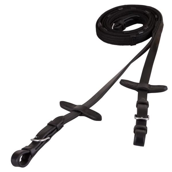 Hästtyglar i webbing runt spänne BR Equitation - svart/silver - Full