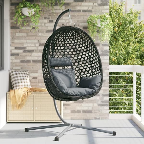 Hängande Äggstol med Stöd i Anthracite Poly Rattan