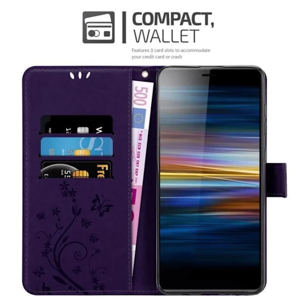 Fodral till Sony Xperia L3 i DARK LILAC FLORAL Cadorabo Cover Protection Floral