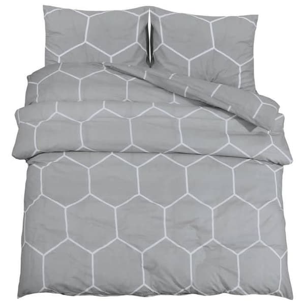 vidaXL Påslakanset Grå 225x220 cm Bomull 136460