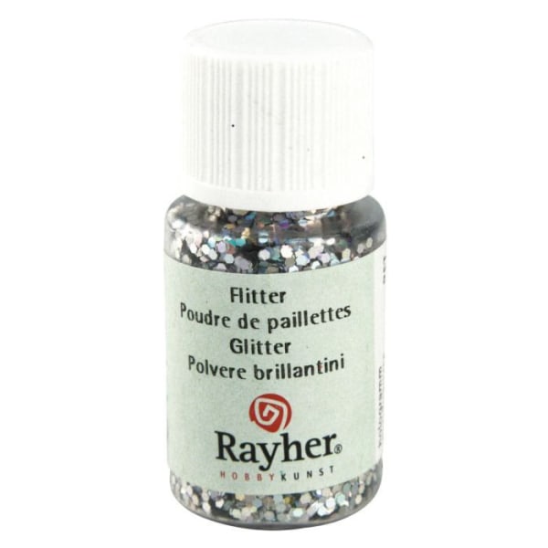 Hologram glitterpulver – glänsande silver...
