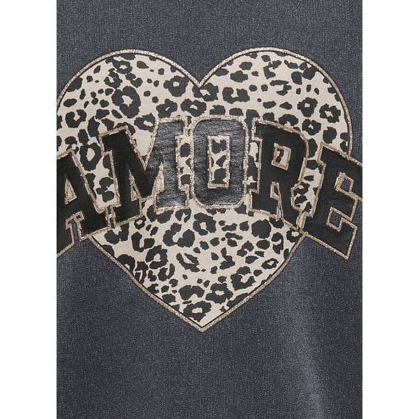 Sweatshirt i antracit med leopardtryck, rak passform och rund halsringning. antracit 10