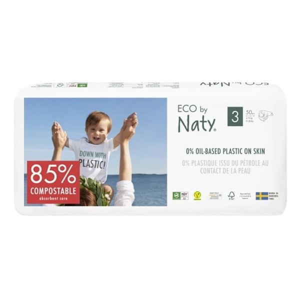 NATY - Set med 2 paket blöjor Storlek 3 Midi 4-9 kg 100st